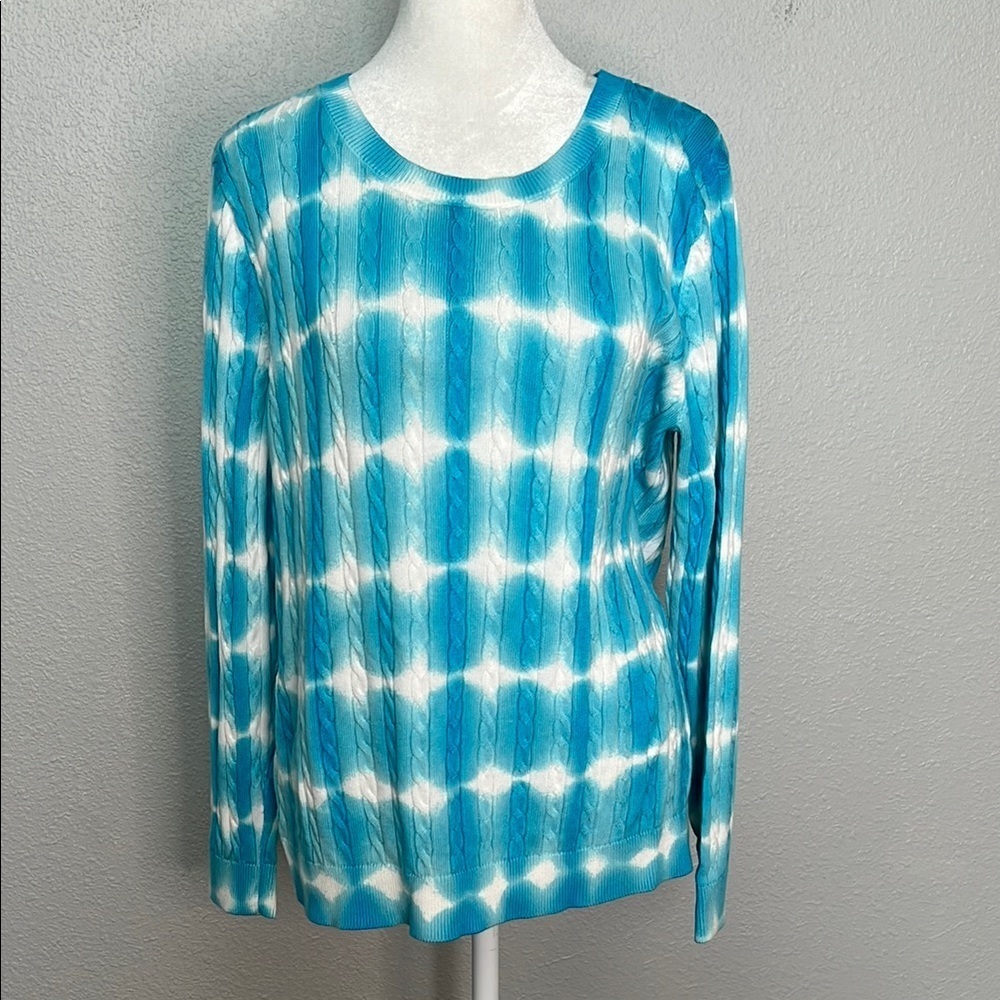 Talbots Blue Tie Dye Sweater Size Large Petite